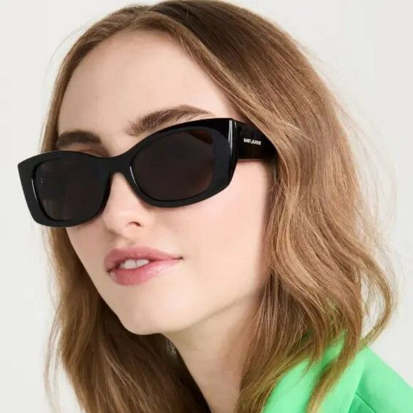 Saint Laurent SL593 001 Sunglasses Black Square Unisex - Picture 4 of 15